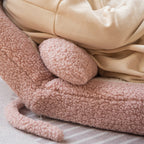 Cojín de respaldo de felpa con orejas de gato de dibujos animados para niños - Almohada cuadrada plegable estilo tatami con tejido de sherpa, relleno de espuma de látex, ideal para sillones reclinables de dormitorio