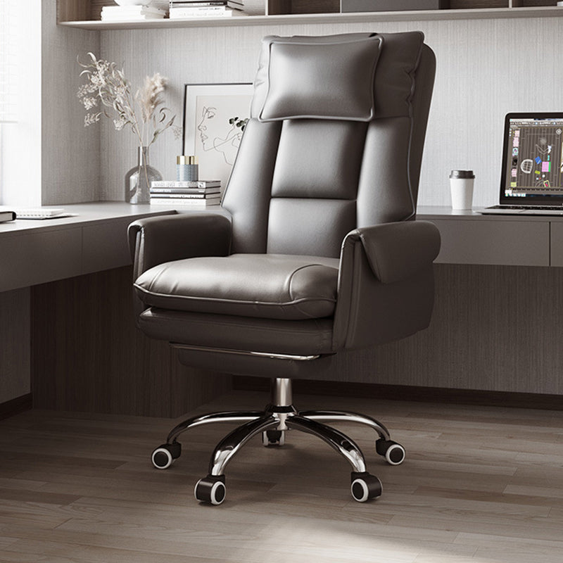 Silla de Escritorio Reclinable Cuadrada con Respaldo Reposapiés Reposacabezas de Esponja de Algodón, Acero, Aleación de Aluminio y Cuero PVC - Estilo de Simplicidad Moderna para Oficina en Casa