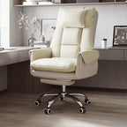 Silla de Escritorio Reclinable Cuadrada con Respaldo Reposapiés Reposacabezas de Esponja de Algodón, Acero, Aleación de Aluminio y Cuero PVC - Estilo de Simplicidad Moderna para Oficina en Casa