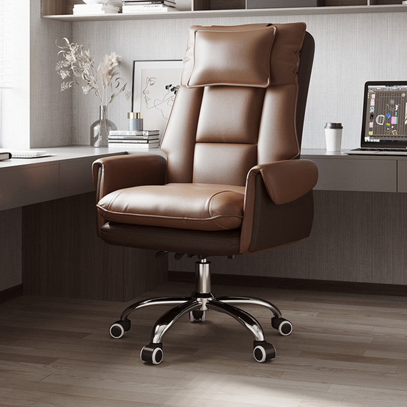 Silla de Escritorio Reclinable Cuadrada con Respaldo Reposapiés Reposacabezas de Esponja de Algodón, Acero, Aleación de Aluminio y Cuero PVC - Estilo de Simplicidad Moderna para Oficina en Casa
