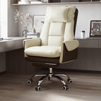 Silla de Escritorio Reclinable Cuadrada con Respaldo Reposapiés Reposacabezas de Esponja de Algodón, Acero, Aleación de Aluminio y Cuero PVC - Estilo de Simplicidad Moderna para Oficina en Casa