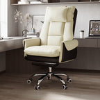 Silla de Escritorio Reclinable Cuadrada con Respaldo Reposapiés Reposacabezas de Esponja de Algodón, Acero, Aleación de Aluminio y Cuero PVC - Estilo de Simplicidad Moderna para Oficina en Casa