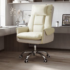Silla de Escritorio Reclinable Cuadrada con Respaldo Reposapiés Reposacabezas de Esponja de Algodón, Acero, Aleación de Aluminio y Cuero PVC - Estilo de Simplicidad Moderna para Oficina en Casa