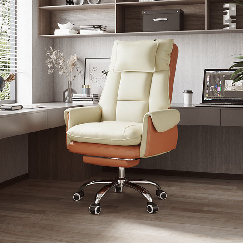 Silla de Escritorio Reclinable Cuadrada con Respaldo Reposapiés Reposacabezas de Esponja de Algodón, Acero, Aleación de Aluminio y Cuero PVC - Estilo de Simplicidad Moderna para Oficina en Casa