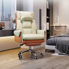 Silla de Escritorio Reclinable Cuadrada con Respaldo Reposapiés Reposacabezas de Esponja de Algodón, Acero, Aleación de Aluminio y Cuero PVC - Estilo de Simplicidad Moderna para Oficina en Casa