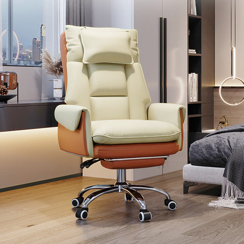 Silla de Escritorio Reclinable Cuadrada con Respaldo Reposapiés Reposacabezas de Esponja de Algodón, Acero, Aleación de Aluminio y Cuero PVC - Estilo de Simplicidad Moderna para Oficina en Casa