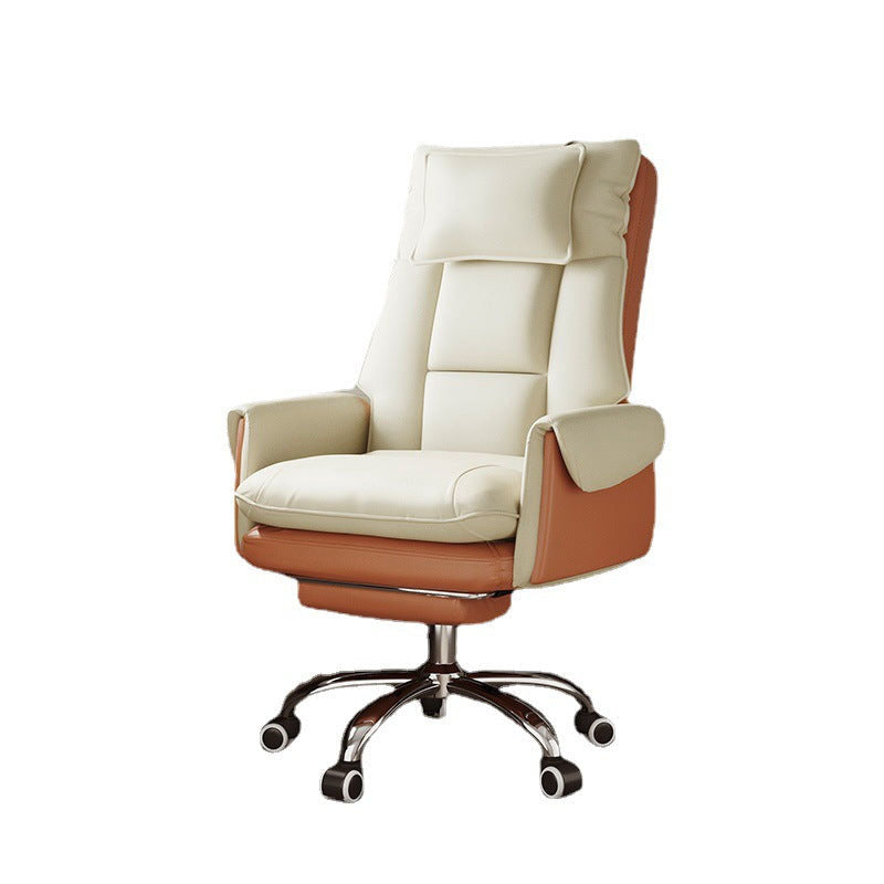 Silla de Escritorio Reclinable Cuadrada con Respaldo Reposapiés Reposacabezas de Esponja de Algodón, Acero, Aleación de Aluminio y Cuero PVC - Estilo de Simplicidad Moderna para Oficina en Casa