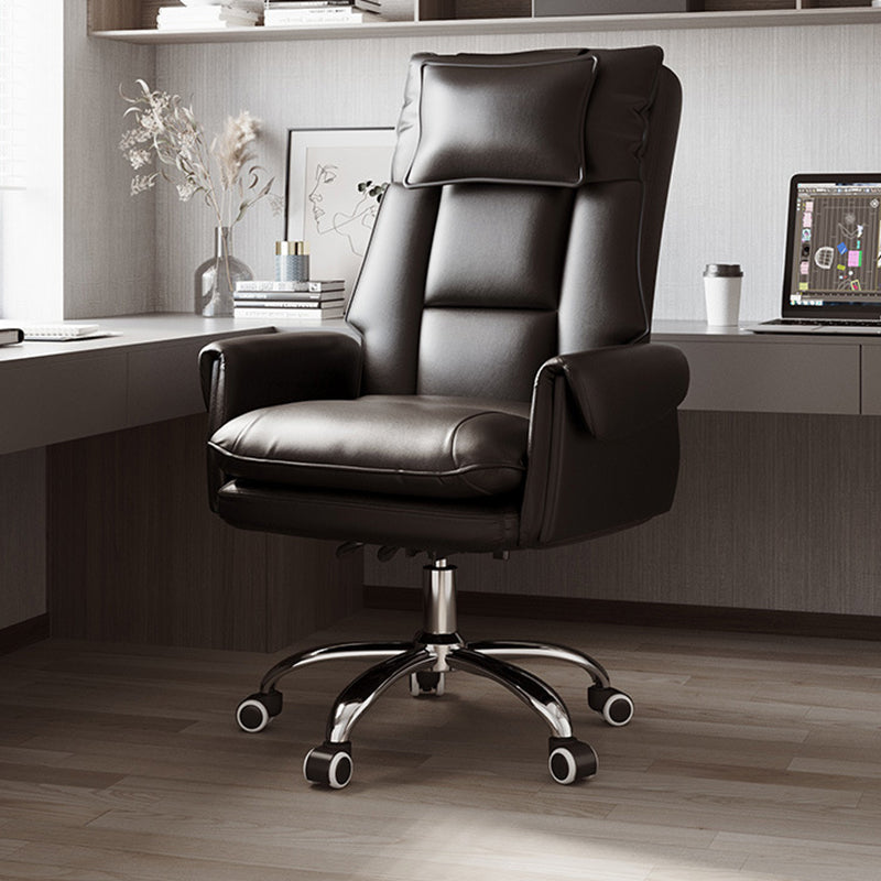 Silla de Escritorio Reclinable Cuadrada con Respaldo Reposapiés Reposacabezas de Esponja de Algodón, Acero, Aleación de Aluminio y Cuero PVC - Estilo de Simplicidad Moderna para Oficina en Casa