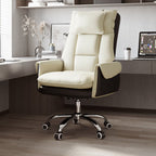 Silla de Escritorio Reclinable Cuadrada con Respaldo Reposapiés Reposacabezas de Esponja de Algodón, Acero, Aleación de Aluminio y Cuero PVC - Estilo de Simplicidad Moderna para Oficina en Casa