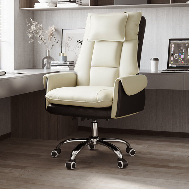 Silla de Escritorio Reclinable Cuadrada con Respaldo Reposapiés Reposacabezas de Esponja de Algodón, Acero, Aleación de Aluminio y Cuero PVC - Estilo de Simplicidad Moderna para Oficina en Casa