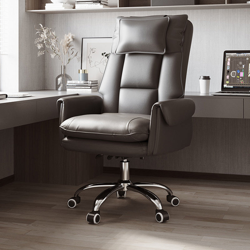 Silla de Escritorio Reclinable Cuadrada con Respaldo Reposapiés Reposacabezas de Esponja de Algodón, Acero, Aleación de Aluminio y Cuero PVC - Estilo de Simplicidad Moderna para Oficina en Casa