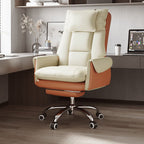 Silla de Escritorio Reclinable Cuadrada con Respaldo Reposapiés Reposacabezas de Esponja de Algodón, Acero, Aleación de Aluminio y Cuero PVC - Estilo de Simplicidad Moderna para Oficina en Casa