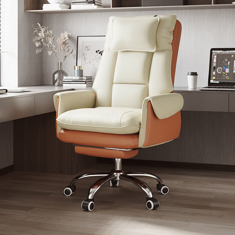 Silla de Escritorio Reclinable Cuadrada con Respaldo Reposapiés Reposacabezas de Esponja de Algodón, Acero, Aleación de Aluminio y Cuero PVC - Estilo de Simplicidad Moderna para Oficina en Casa