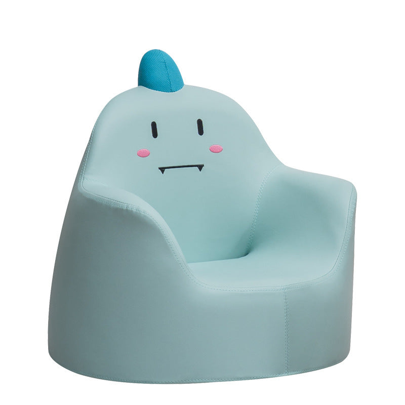 Contemporary Kids Cartoon Animal Stool with Backrest and Armrests – PU Leather Foam Cushioned Low Dining Room Stool (Rabbit, Bear, Dinosaur)