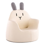 Taburete Bajo Infantil Contemporáneo con Respaldo y Reposabrazos de Animales – Taburete Bajo de Comedor Acolchado de Espuma de Cuero PU (Conejo, Oso, Dinosaurio)