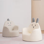 Taburete Bajo Infantil Contemporáneo con Respaldo y Reposabrazos de Animales – Taburete Bajo de Comedor Acolchado de Espuma de Cuero PU (Conejo, Oso, Dinosaurio)