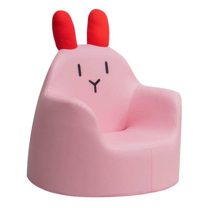 Taburete Bajo Infantil Contemporáneo con Respaldo y Reposabrazos de Animales – Taburete Bajo de Comedor Acolchado de Espuma de Cuero PU (Conejo, Oso, Dinosaurio)
