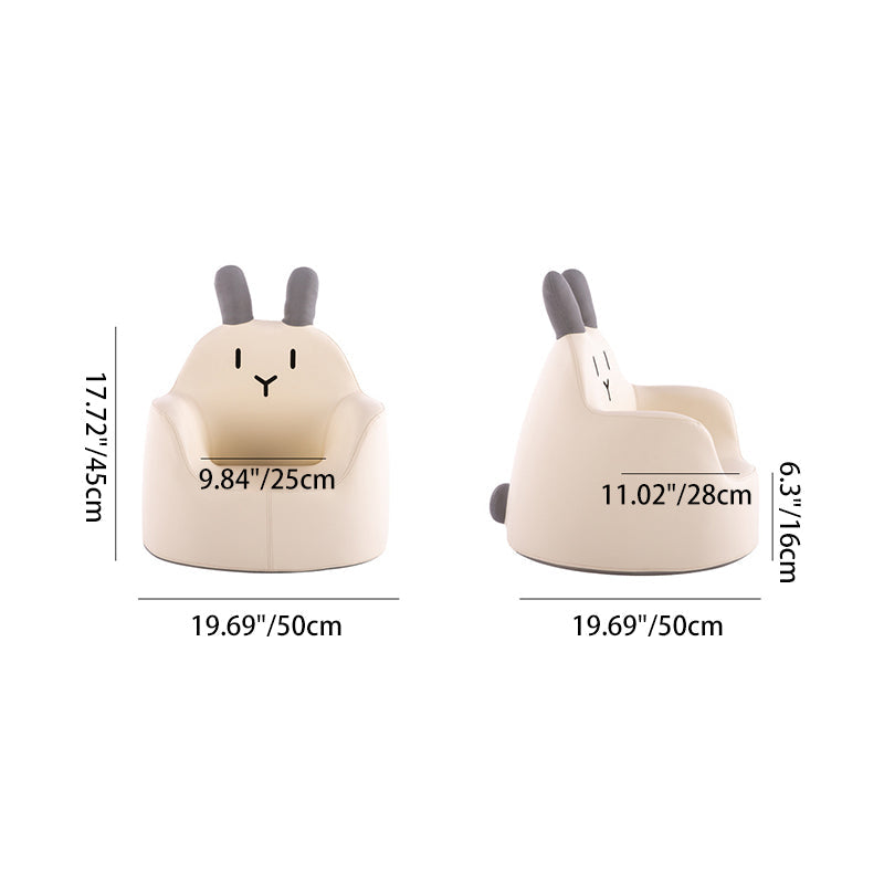 Taburete Bajo Infantil Contemporáneo con Respaldo y Reposabrazos de Animales – Taburete Bajo de Comedor Acolchado de Espuma de Cuero PU (Conejo, Oso, Dinosaurio)
