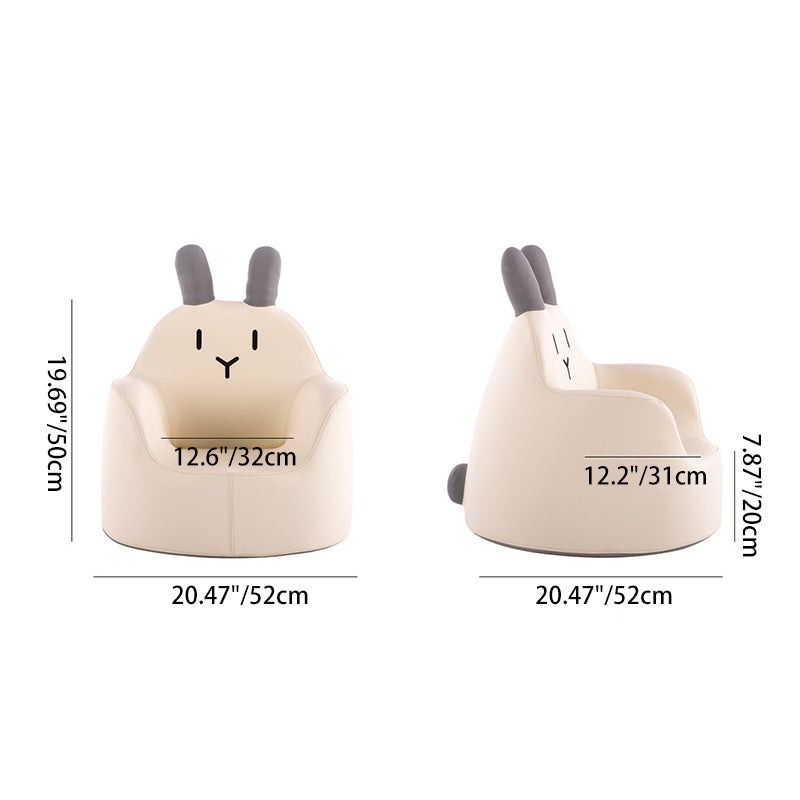 Taburete Bajo Infantil Contemporáneo con Respaldo y Reposabrazos de Animales – Taburete Bajo de Comedor Acolchado de Espuma de Cuero PU (Conejo, Oso, Dinosaurio)