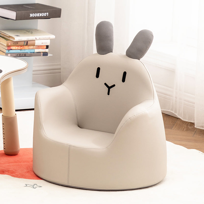 Taburete Bajo Infantil Contemporáneo con Respaldo y Reposabrazos de Animales – Taburete Bajo de Comedor Acolchado de Espuma de Cuero PU (Conejo, Oso, Dinosaurio)