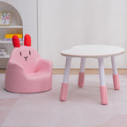 Taburete Bajo Infantil Contemporáneo con Respaldo y Reposabrazos de Animales – Taburete Bajo de Comedor Acolchado de Espuma de Cuero PU (Conejo, Oso, Dinosaurio)