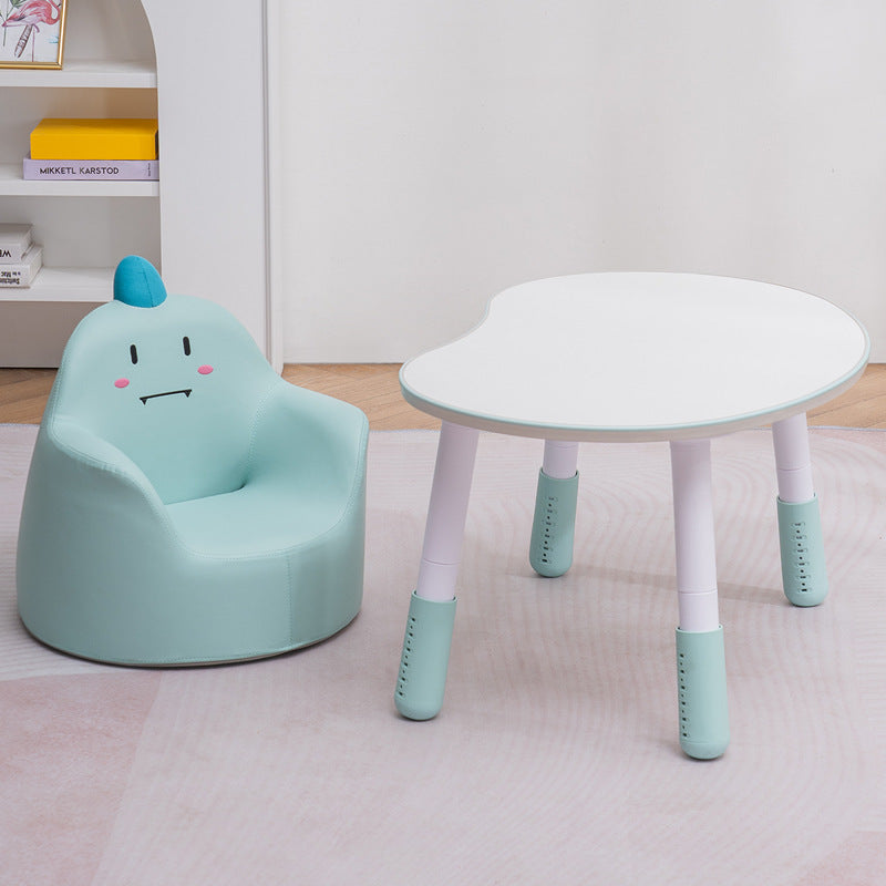 Taburete Bajo Infantil Contemporáneo con Respaldo y Reposabrazos de Animales – Taburete Bajo de Comedor Acolchado de Espuma de Cuero PU (Conejo, Oso, Dinosaurio)