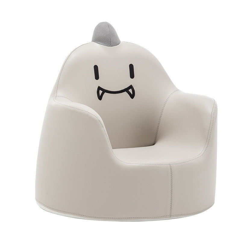Contemporary Kids Cartoon Animal Stool with Backrest and Armrests – PU Leather Foam Cushioned Low Dining Room Stool (Rabbit, Bear, Dinosaur)