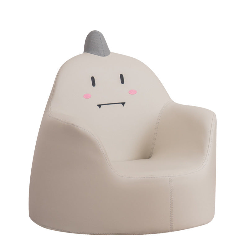 Contemporary Kids Cartoon Animal Stool with Backrest and Armrests – PU Leather Foam Cushioned Low Dining Room Stool (Rabbit, Bear, Dinosaur)