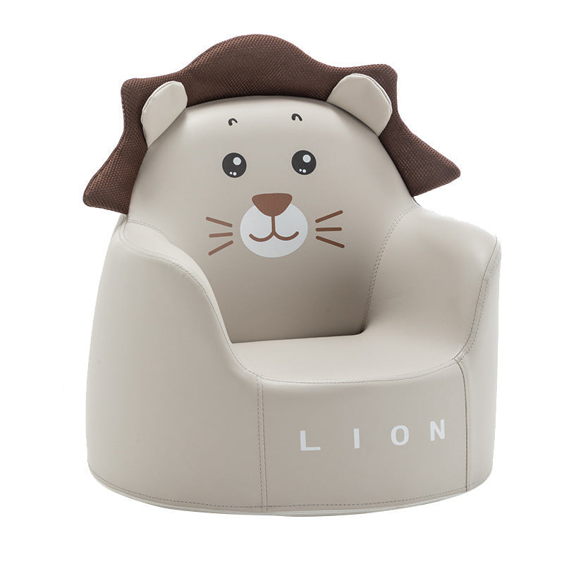 Contemporary Kids Cartoon Animal Stool with Backrest and Armrests – PU Leather Foam Cushioned Low Dining Room Stool (Rabbit, Bear, Dinosaur)