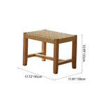 Traditional Japanese Weaving Ash Wood & Rattan Rectangular Rocking Chair with Recliner, Armrest, and Footstool for Living Room
