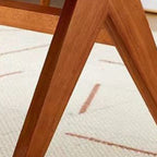 Traditional Japanese Woven Stool in Rubber Wood & Rattan — Low, Backless, Rectangular Dining Room Seat