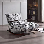 Traditional French-Style Fabric Rocking Chair with Footrest and Armrests - Living Room Recliner