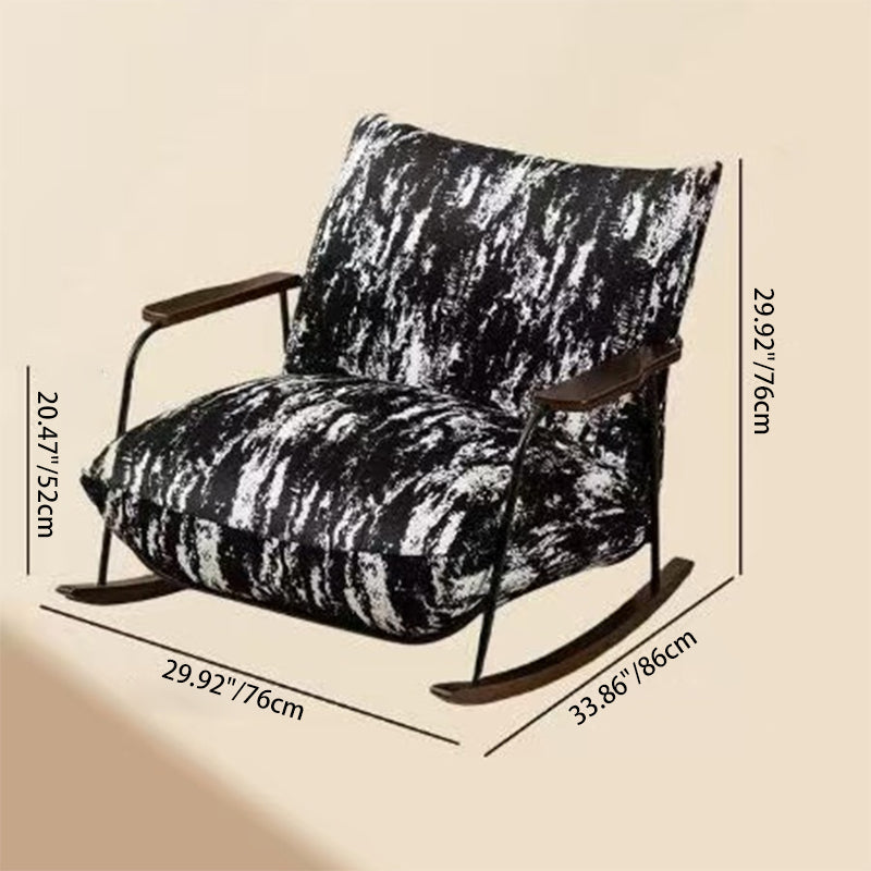 Traditional French-Style Fabric Rocking Chair with Footrest and Armrests - Living Room Recliner
