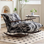 Traditional French-Style Fabric Rocking Chair with Footrest and Armrests - Living Room Recliner