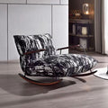 Traditional French-Style Fabric Rocking Chair with Footrest and Armrests - Living Room Recliner