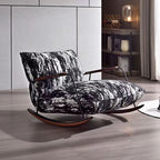 Traditional French-Style Fabric Rocking Chair with Footrest and Armrests - Living Room Recliner