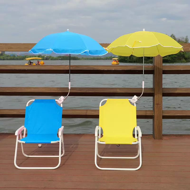 Contemporary Kids Cartoon Square Outdoor Foldable Recliner with Metal Frame, PP Seat, Backrest and Sunshade