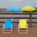 Contemporary Kids Cartoon Square Outdoor Foldable Recliner with Metal Frame, PP Seat, Backrest and Sunshade