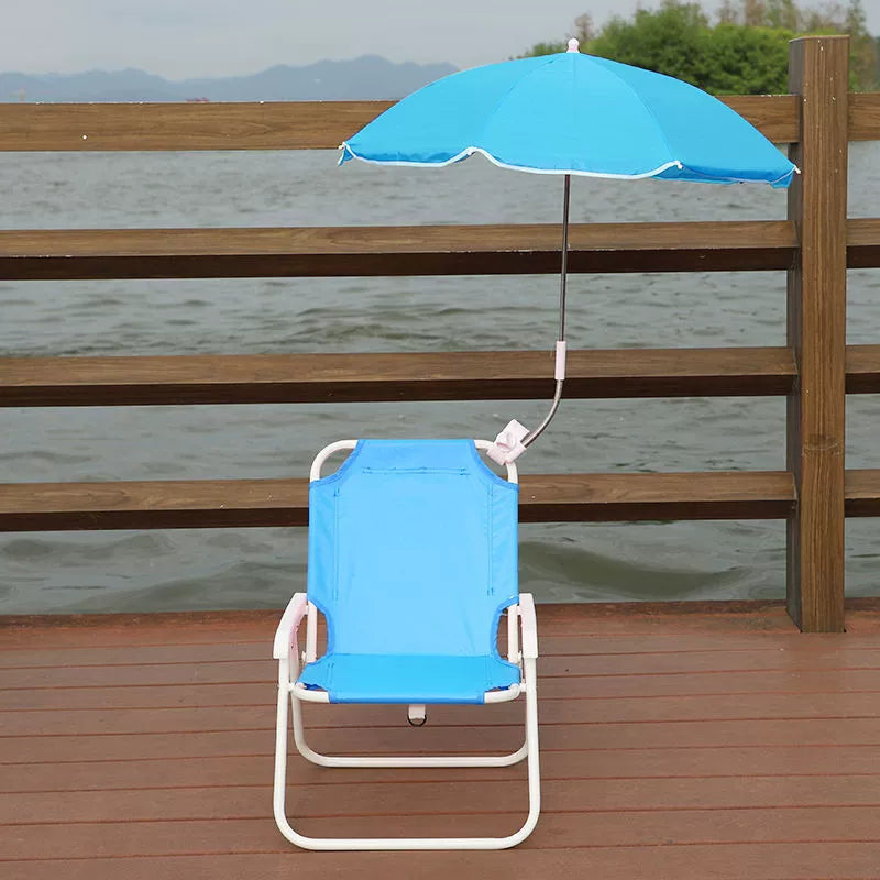 Contemporary Kids Cartoon Square Outdoor Foldable Recliner with Metal Frame, PP Seat, Backrest and Sunshade