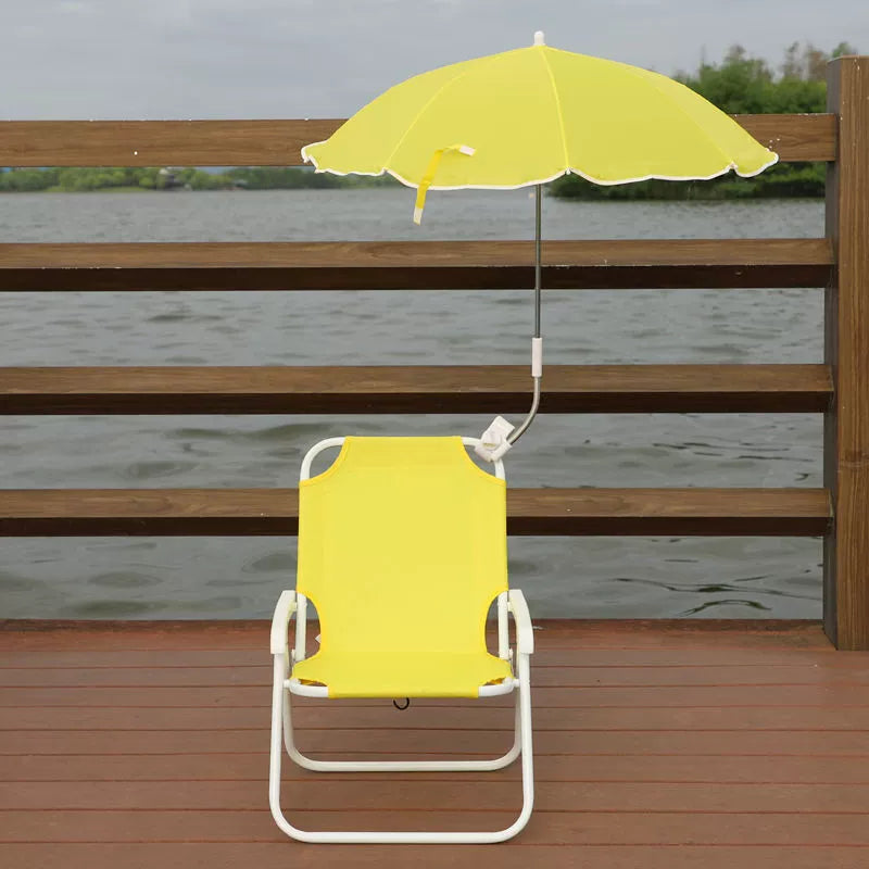 Contemporary Kids Cartoon Square Outdoor Foldable Recliner with Metal Frame, PP Seat, Backrest and Sunshade