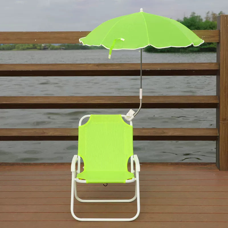 Contemporary Kids Cartoon Square Outdoor Foldable Recliner with Metal Frame, PP Seat, Backrest and Sunshade