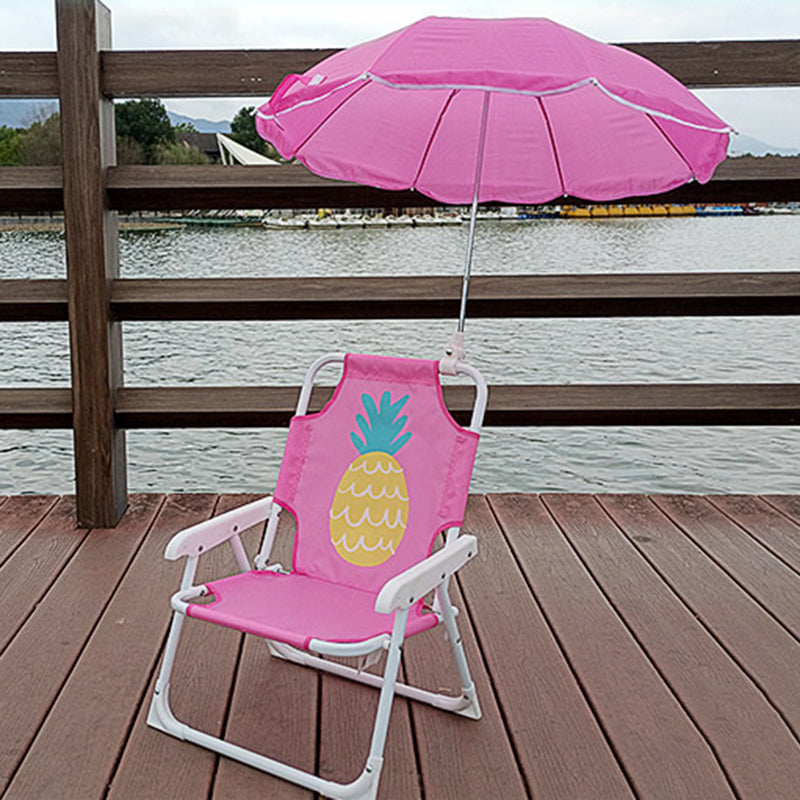 Contemporary Kids Cartoon Square Outdoor Foldable Recliner with Metal Frame, PP Seat, Backrest and Sunshade