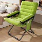 Modern Velvet & Metal Rectangular Foldable Recliner with Semi-Curved Backrest, Cotton Footrest and Storage Bag for Bedroom