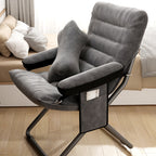 Modern Velvet & Metal Rectangular Foldable Recliner with Semi-Curved Backrest, Cotton Footrest and Storage Bag for Bedroom