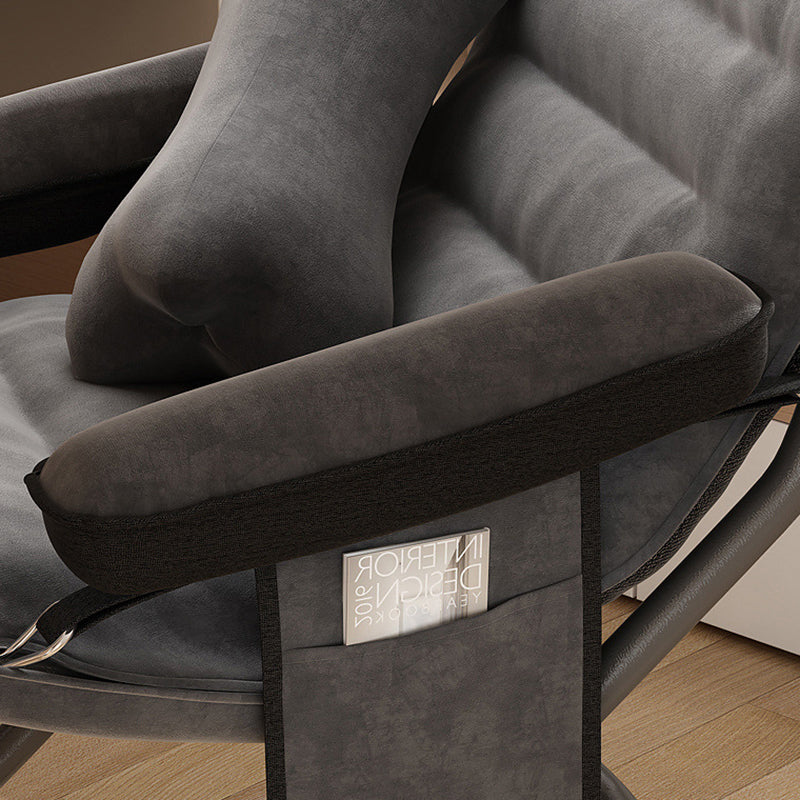 Modern Velvet & Metal Rectangular Foldable Recliner with Semi-Curved Backrest, Cotton Footrest and Storage Bag for Bedroom