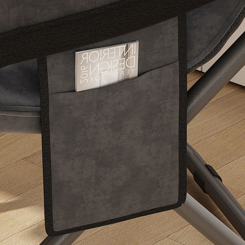Modern Velvet & Metal Rectangular Foldable Recliner with Semi-Curved Backrest, Cotton Footrest and Storage Bag for Bedroom