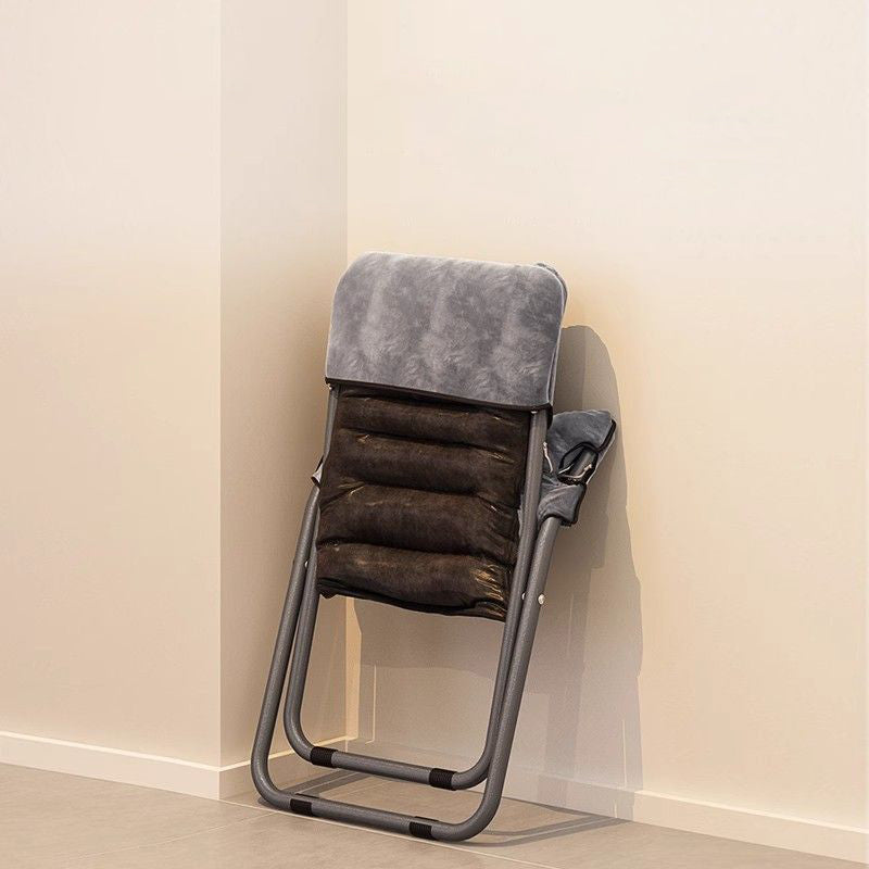 Modern Velvet & Metal Rectangular Foldable Recliner with Semi-Curved Backrest, Cotton Footrest and Storage Bag for Bedroom