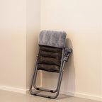 Modern Velvet & Metal Rectangular Foldable Recliner with Semi-Curved Backrest, Cotton Footrest and Storage Bag for Bedroom