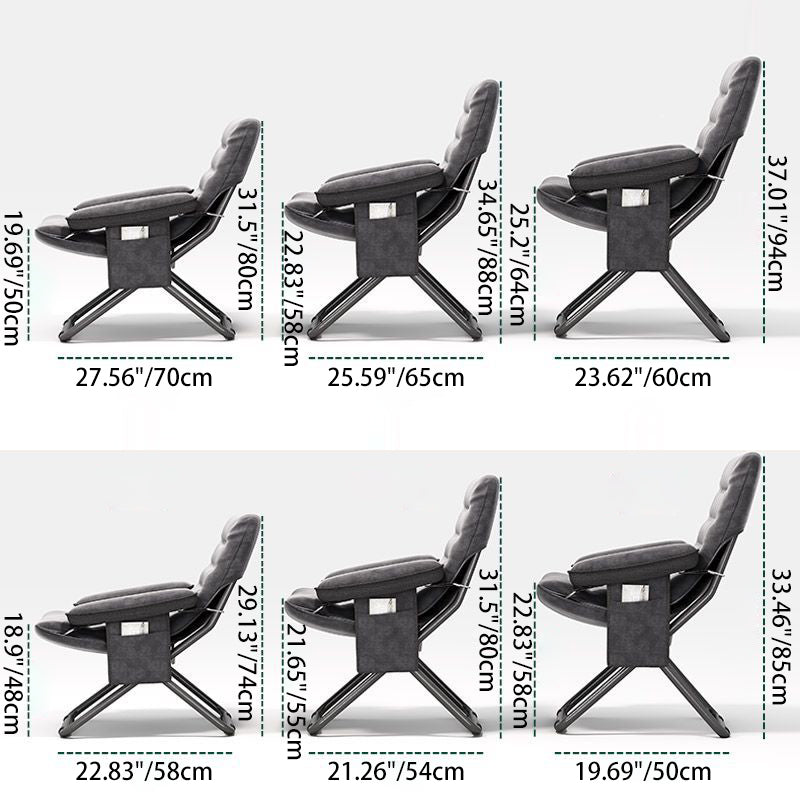 Modern Velvet & Metal Rectangular Foldable Recliner with Semi-Curved Backrest, Cotton Footrest and Storage Bag for Bedroom