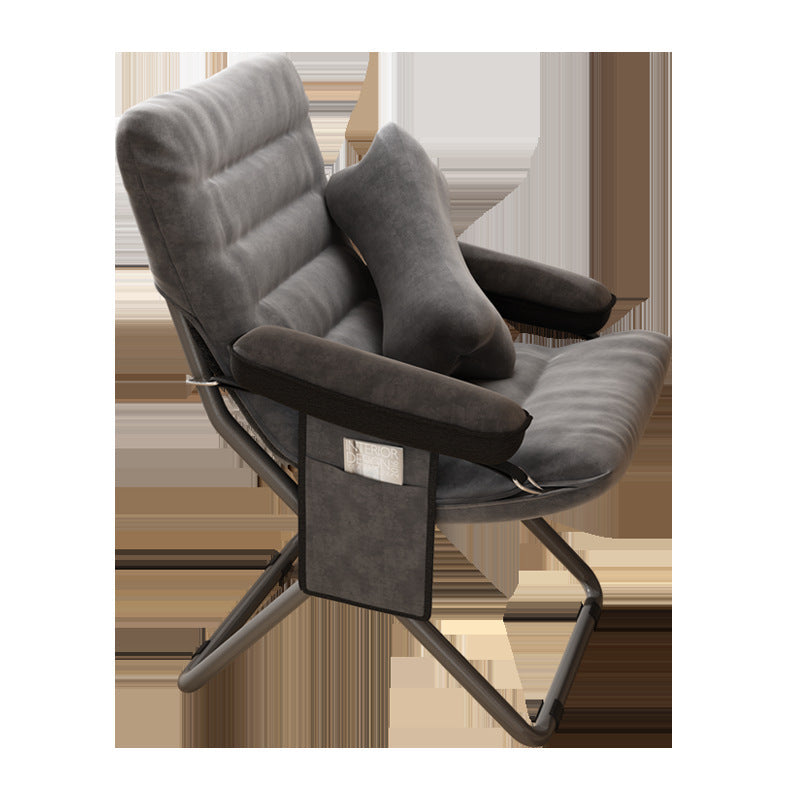 Modern Velvet & Metal Rectangular Foldable Recliner with Semi-Curved Backrest, Cotton Footrest and Storage Bag for Bedroom